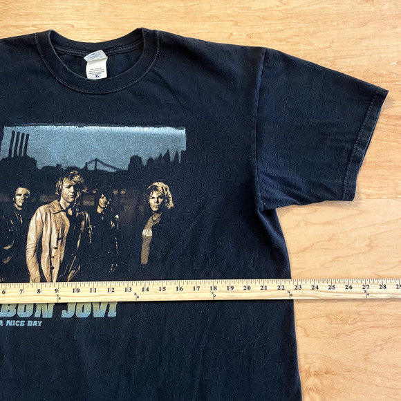 Vintage Y2K Bon Jovi Band Music Black XL Short Sleeve T-Shirt - Picture 7 of 9